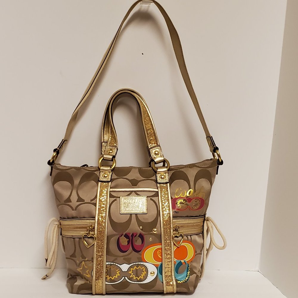 RARE Coach 21101 Poppy Daisy Pop C Applique Spotlight Bag and Matching Card Case